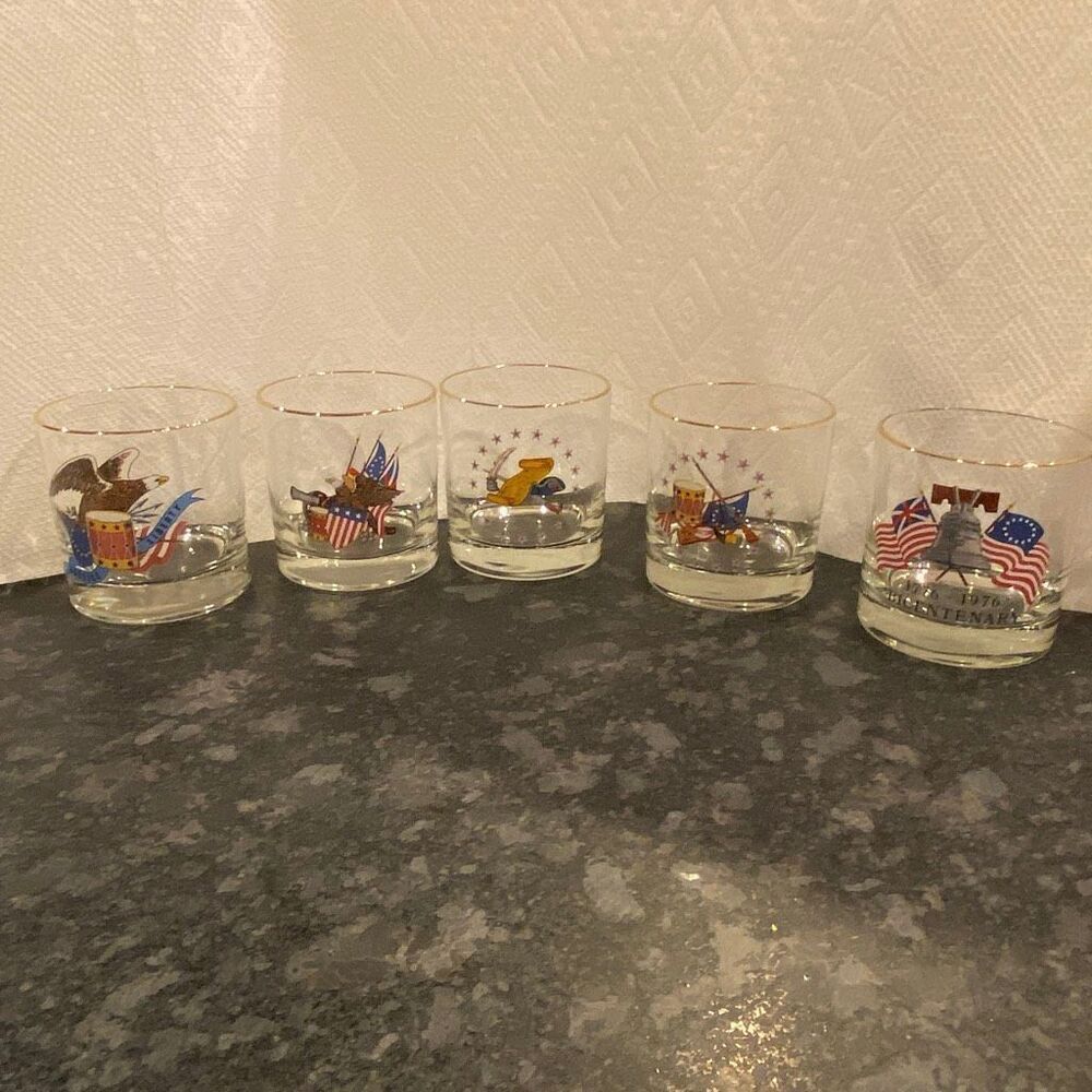vintage 1976 Bicentennial Lowball drinking glasses patriotic Americana